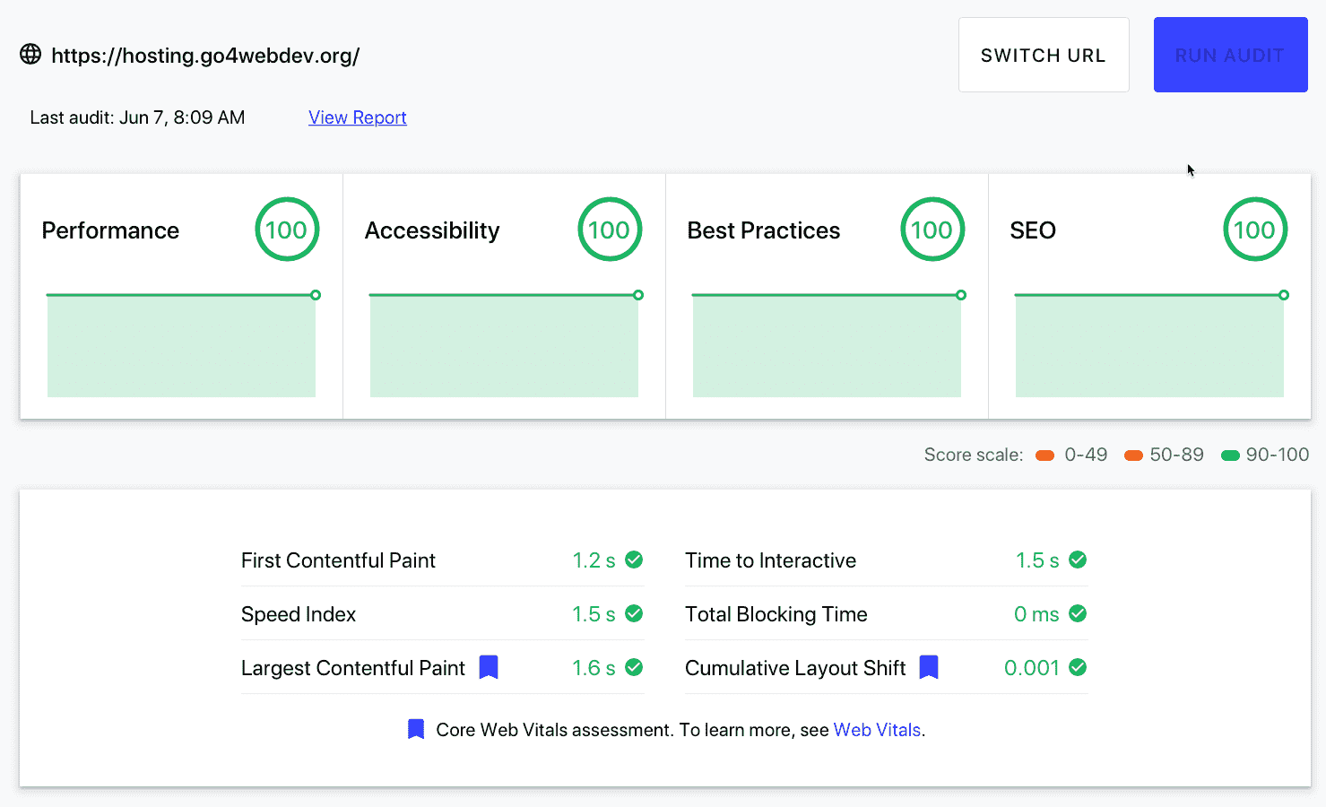 Result from Web Dev